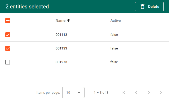 Multiple selection table
