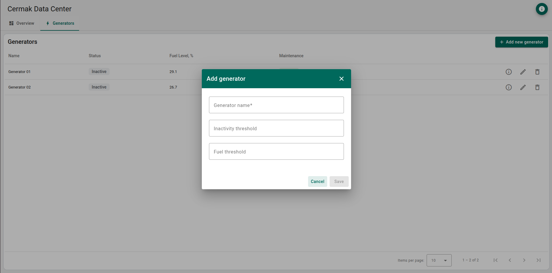 Generator monitoring screenshot 4