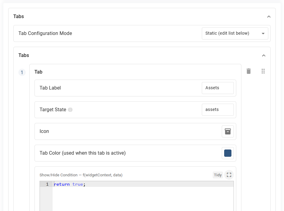 Tabs settings