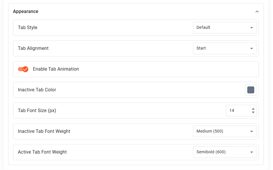 Appearance settings