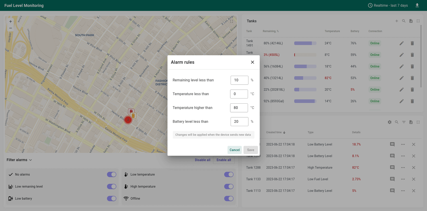 Fuel level monitoring screenshot 2